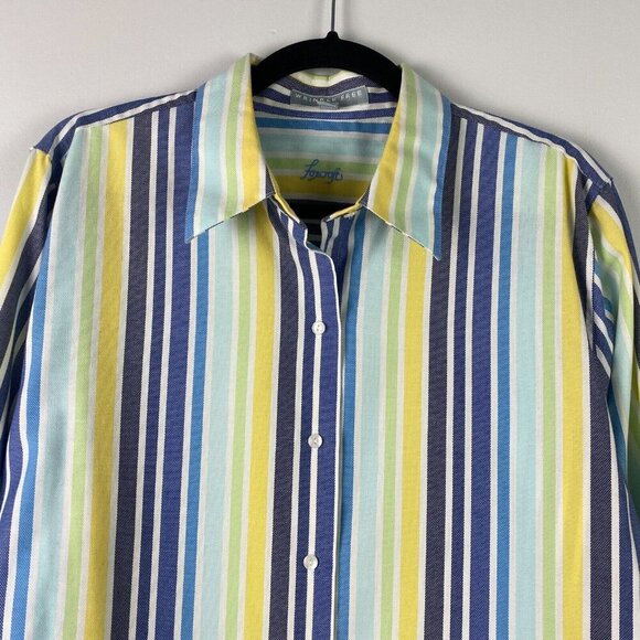 Foxcroft Wrinkle Free Fitted Button Shirt Size 18 Multicolor Stripe - Picture 2 of 10